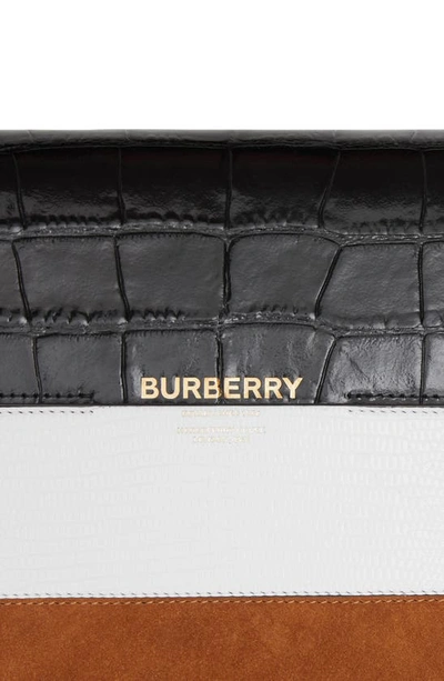 Shop Burberry Large Grace Mixed Leather Shoulder Bag In White/ Maple