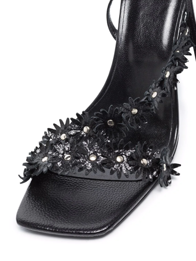 Shop By Far Poppy Floral-appliqué 95mm Sandals In Black