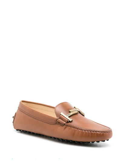 Shop Tod's Double T Gommini Loafers In Brown