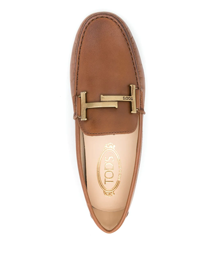 Shop Tod's Double T Gommini Loafers In Brown