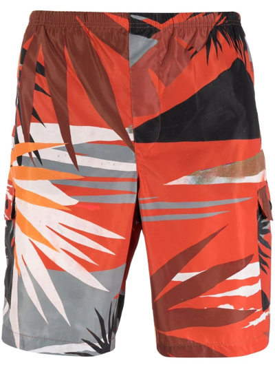 Shop Palm Angels Hawaii-print Swim Shorts In Red