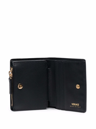 Shop Versace La Medusa Leather Wallet In Schwarz