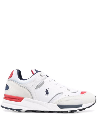 Shop Polo Ralph Lauren Panelled Lace-up Sneakers In Weiss