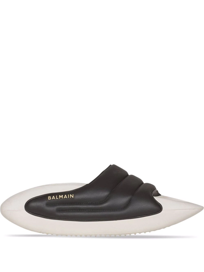 Shop Balmain B-it-puffy Quilted Slides In Black