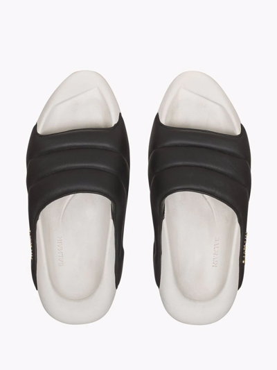 Shop Balmain B-it-puffy Quilted Slides In Black