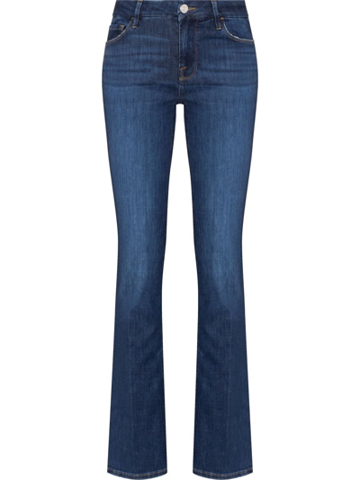 Frame Le Crop Mini Boot Bootcut Ankle Jeans With Raw Hem In Blau
