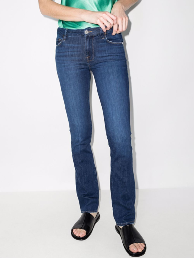 Frame Le Crop Mini Boot Bootcut Ankle Jeans With Raw Hem In Blau