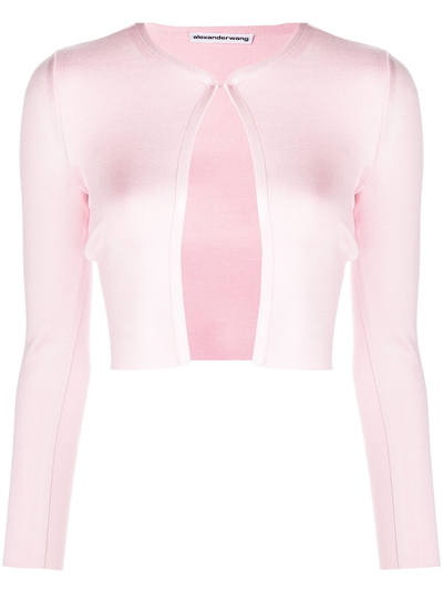 Alexander Wang Bonded Seam Cardigan In Stretch Knit In Pink