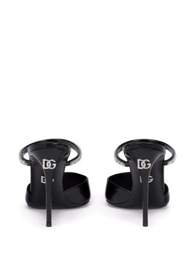 Dolce & Gabbana 90mm Embellished Patent Leather Mules In Black