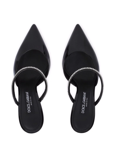 Shop Dolce & Gabbana 90mm Embellished Patent Leather Mules In Black