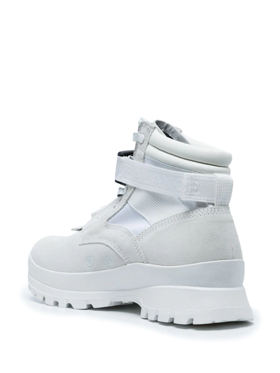 Shop Undercover X Evangelion Buckled Boots In Weiss