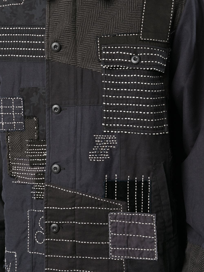 Shop Maharishi Patchwork-detail Shirt Jacket In Blue
