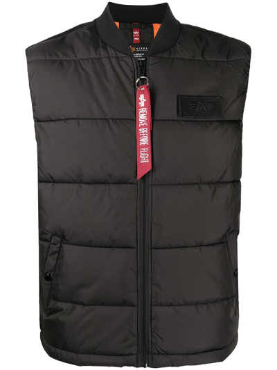 Alpha Industries Logo-patch Padded Gilet In Black