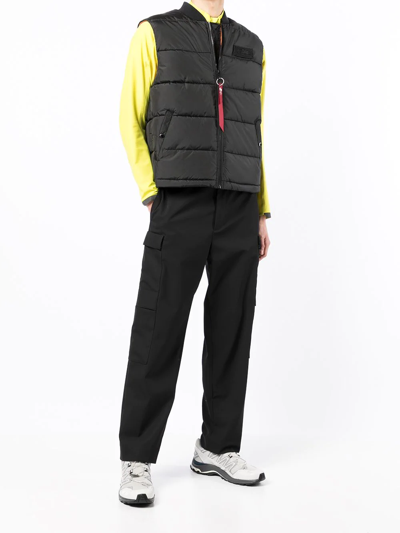 Alpha Industries Logo-patch Padded Gilet In Black