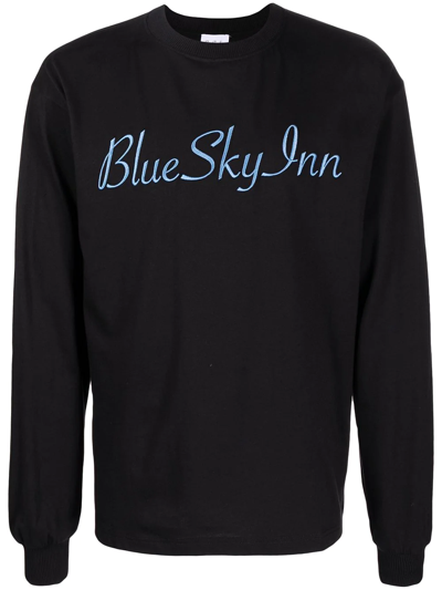 Blue Sky Inn Embroidered-logo Crewneck Sweatshirt In Black