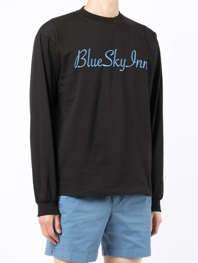 Blue Sky Inn Embroidered-logo Crewneck Sweatshirt In Black