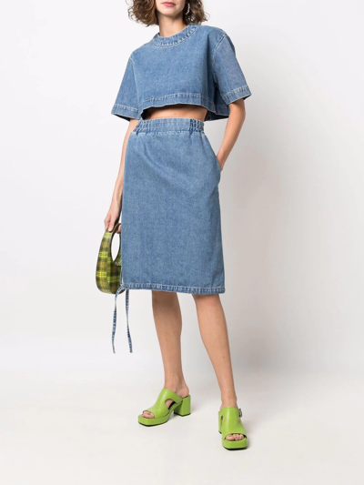 Sunnei Side-tie Detail Denim Skirt In Blau