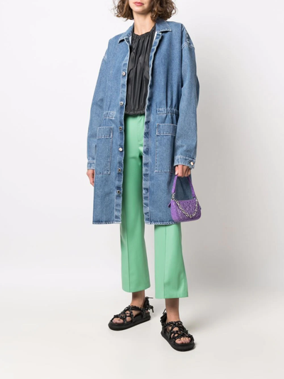 Shop Sunnei Denim Overshirt Coat In Blau