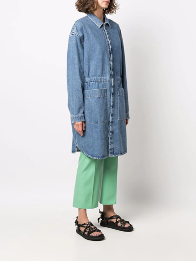 Shop Sunnei Denim Overshirt Coat In Blau