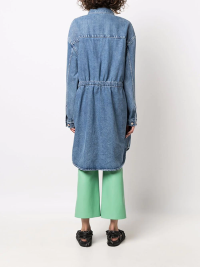 Shop Sunnei Denim Overshirt Coat In Blau