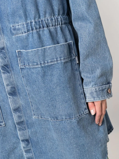 Shop Sunnei Denim Overshirt Coat In Blau