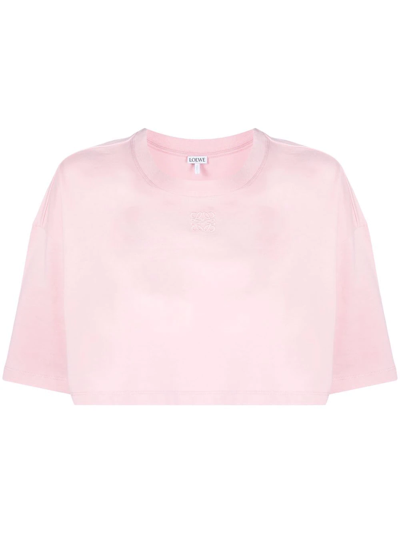 Shop Loewe Embroidered-logo T-shirt In Pink