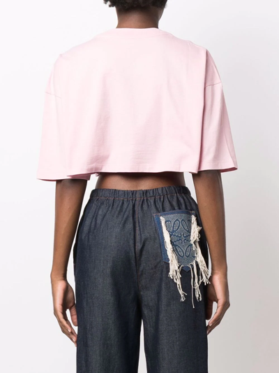 Shop Loewe Embroidered-logo T-shirt In Pink