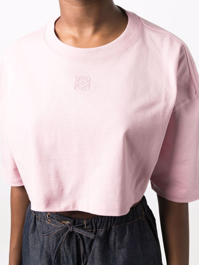 Shop Loewe Embroidered-logo T-shirt In Pink