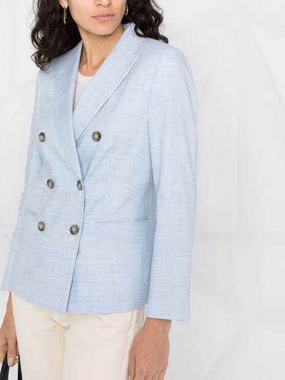Shop Peserico Peak-lapels Double-breasted Blazer In Blue