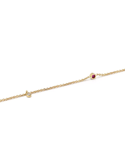 Shop White Bird 18kt Yellow Gold Clarisse Diamond And Ruby Bracelet