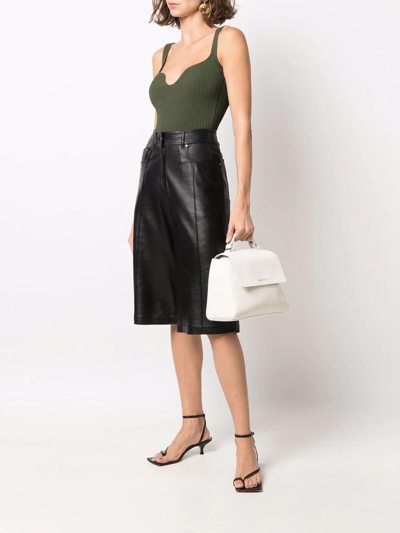Orciani Foldover Leather Tote Bag In Weiss
