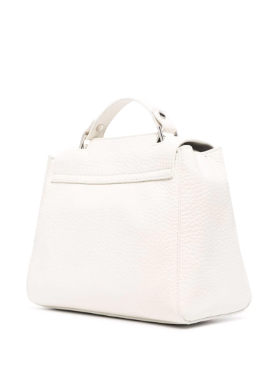 Shop Orciani Foldover Leather Tote Bag In Weiss