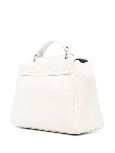 Orciani Foldover Leather Tote Bag In Weiss