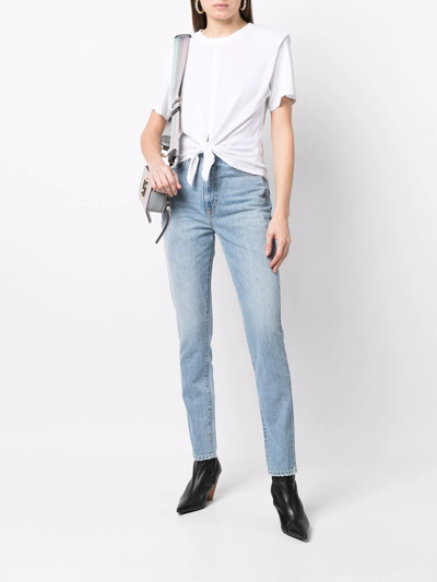 Slvrlake London Distressed High-rise Straight-leg Jeans In Blau