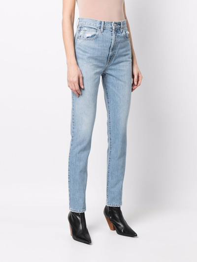 Slvrlake London Distressed High-rise Straight-leg Jeans In Blau