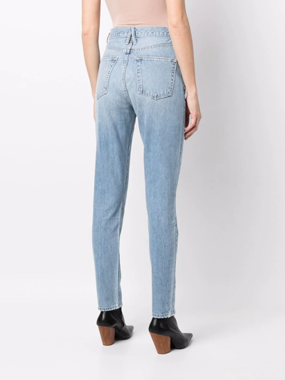 Slvrlake London Distressed High-rise Straight-leg Jeans In Blau