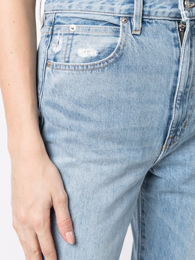 Slvrlake London Distressed High-rise Straight-leg Jeans In Blau