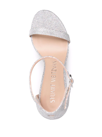 Shop Stuart Weitzman Disco 150mm Platform Sandals In Silber