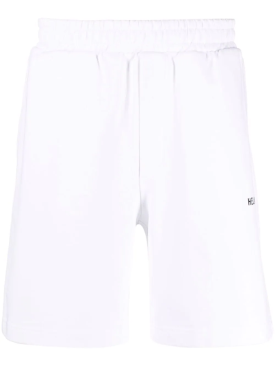 Helmut Lang Bermuda With Logo Print In Weiss