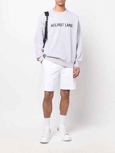 Shop Helmut Lang Logo-print Track Shorts In Weiss