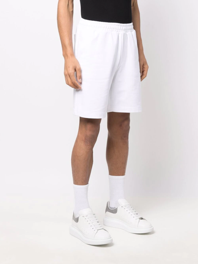 Helmut Lang Bermuda With Logo Print In Weiss