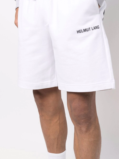 Helmut Lang Bermuda With Logo Print In Weiss