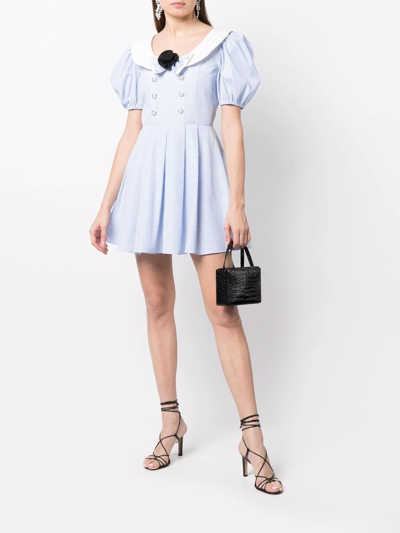 Shop Alessandra Rich Striped Flared Minidress In Weiss