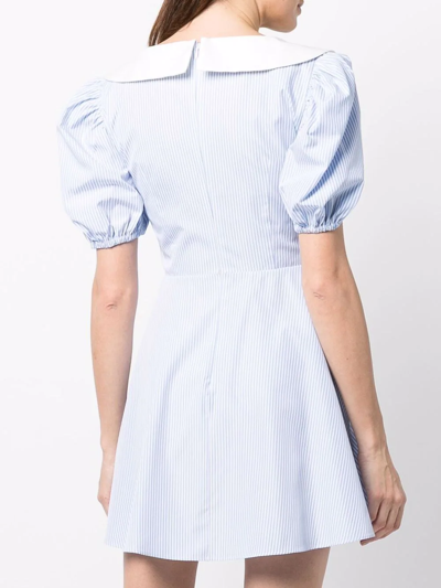 Shop Alessandra Rich Striped Flared Minidress In Weiss