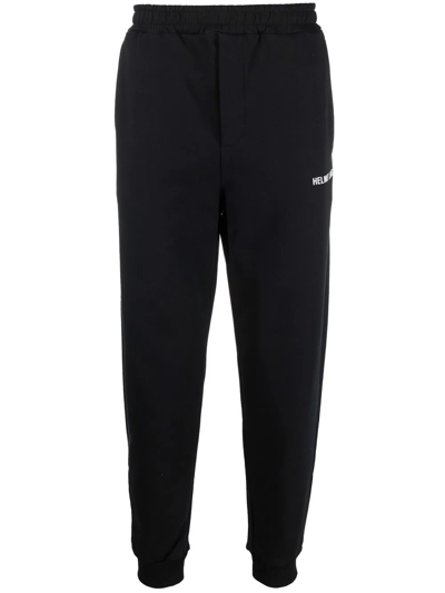 Shop Helmut Lang Logo-print Tapered Track Pants In Schwarz