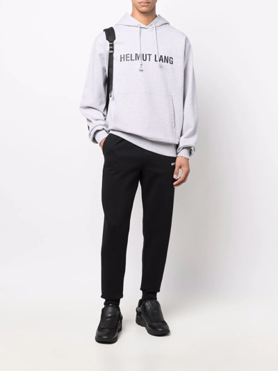Helmut Lang Logo-print Tapered Track Pants In Schwarz