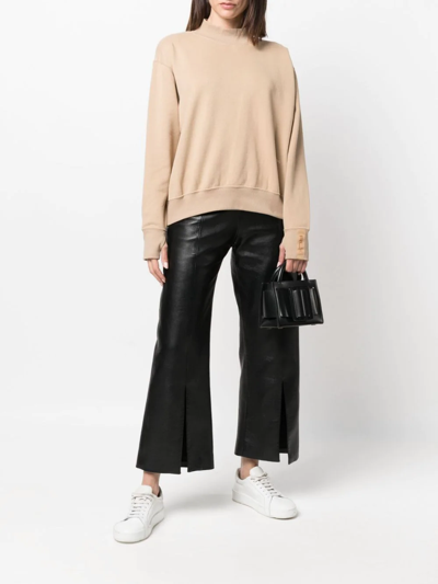 Shop Polo Ralph Lauren Mock Neck Sweatshirt In Nude