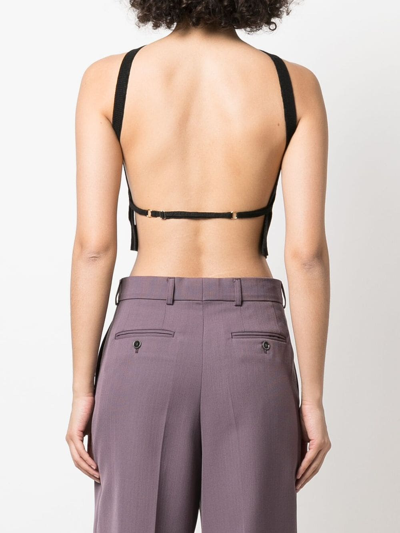 Shop Jacquemus Asymmetric Fine-ribbed Cropped Top In Schwarz