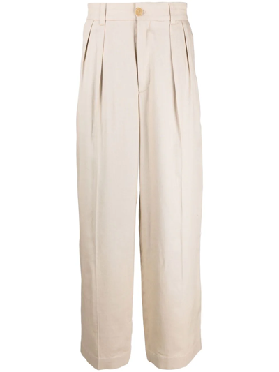 Shop Jacquemus Wide Leg Trousers In Nude