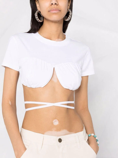 Shop Jacquemus Le T-shirt Baci Cropped Top In Weiss